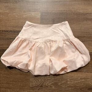 Pink satin floral design bubble skirt